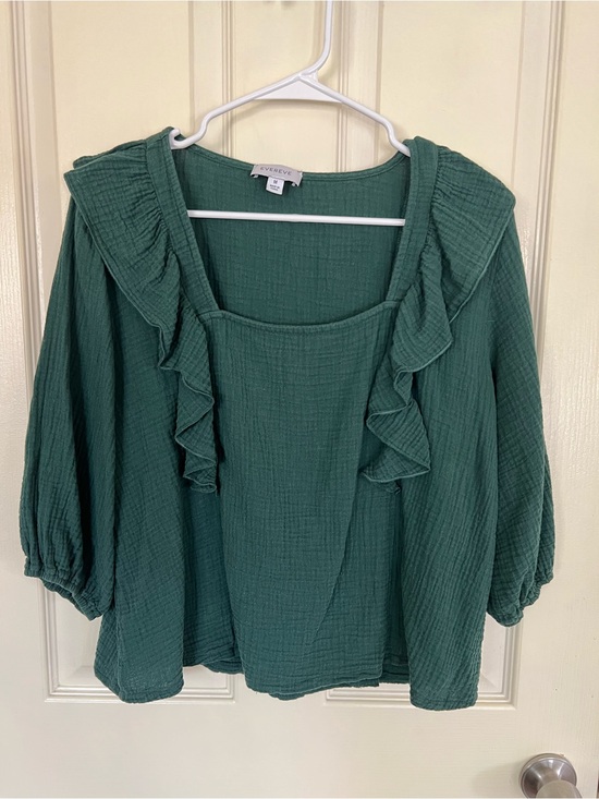 Evereve Tops - Evereve Cotton Gauze Peasant Blouse Puff Sleeve Medium